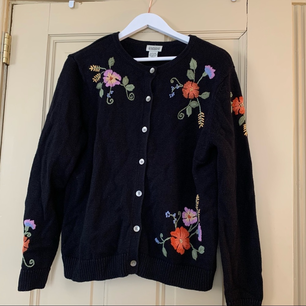 Vintage Embroidered Cottagecore Cardigan SZ L - Picture 2 of 13